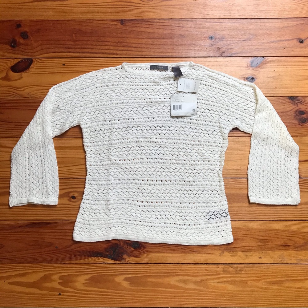 Liz Claiborne White Knit Desert Caravan White Sweater, NWT, S
